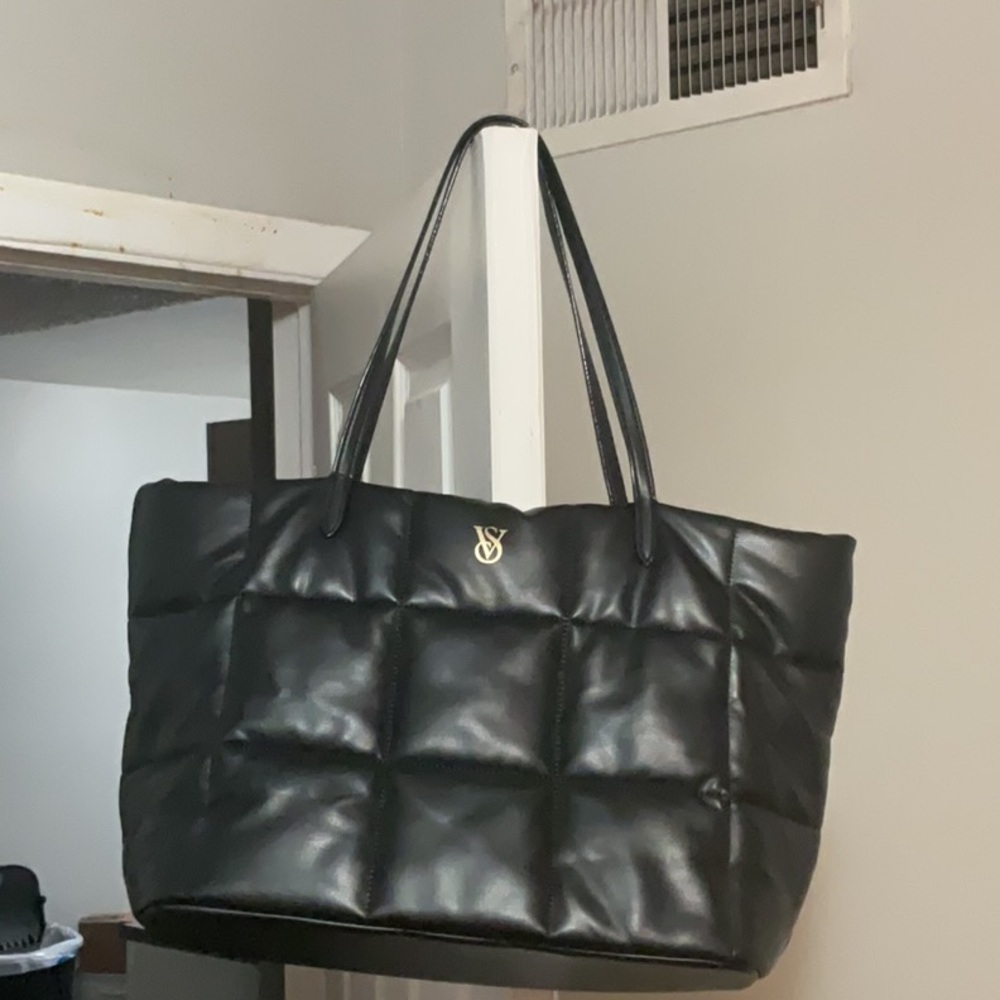 Victoria Secret Black Quilted Tote Bag